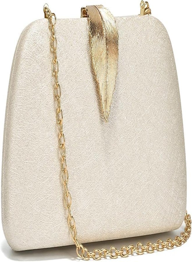 Lyrovo Evening Bag Clutch Purse for Women Ladies Sparkling Party Handbag Wedding Bag (PEARL WHITE) - Image 1